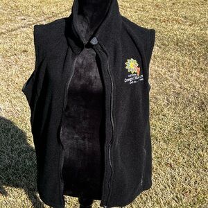 Black Fleece Vest with Embroidered Logo